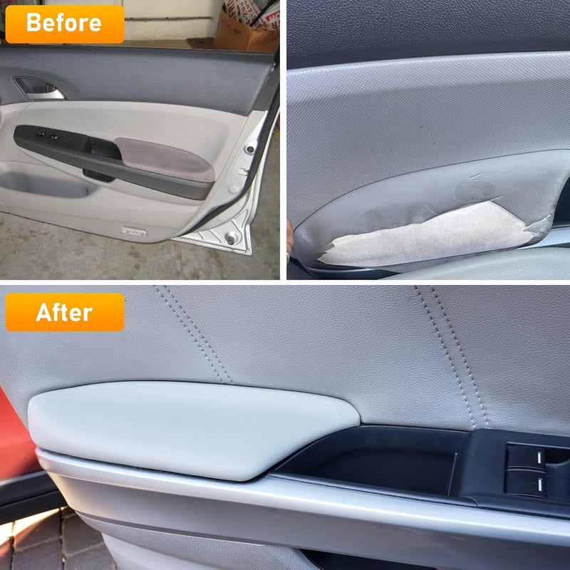 APESER Compatible with Honda Accord Door Panel Armrest Lids 2008-2012,2 Pcs PU Leather Front Door Panel Armrest Cover Replacement for Accord Sedan EX/EX-L/LX/LX-P/SE(Gray)(NOT Fit for Coupe Model) - Image 3